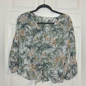 C by One Floral Green and Brown Women's Top